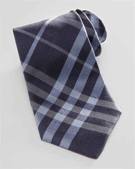 Check Silk Tie in Navy 